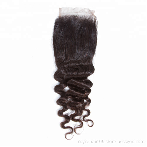 Free Part Natural Brazilian Hair Bundles 4x4 Lace Closure Curly Weave Remy Closure Piece With Baby Hair